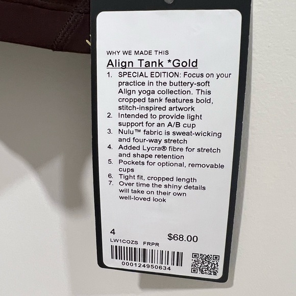 Lululemon NWT Align Tank size 4 special edition gold in French Press - Picture 6 of 6